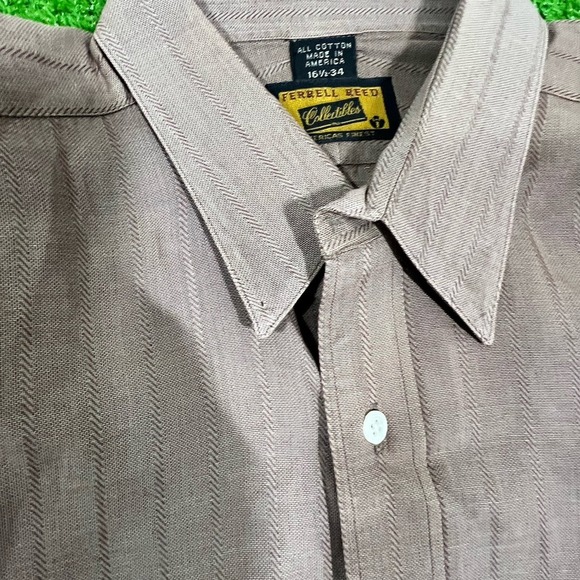 Vintage Ferrell Reed Western Shirt XL 80s Button Down Brown Vertical Stripes - Picture 3 of 5